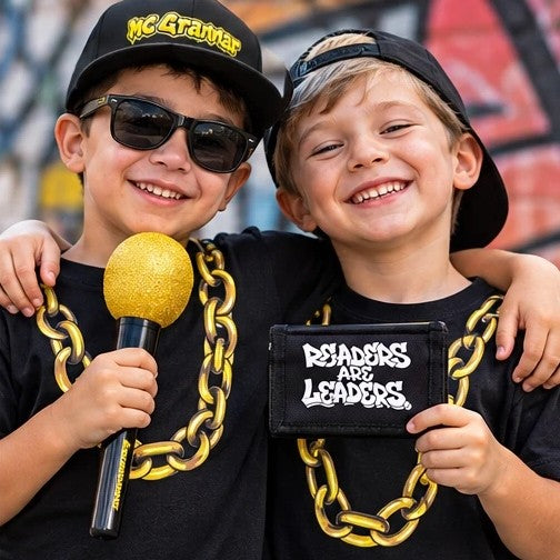 Two friends with the mic and wallet